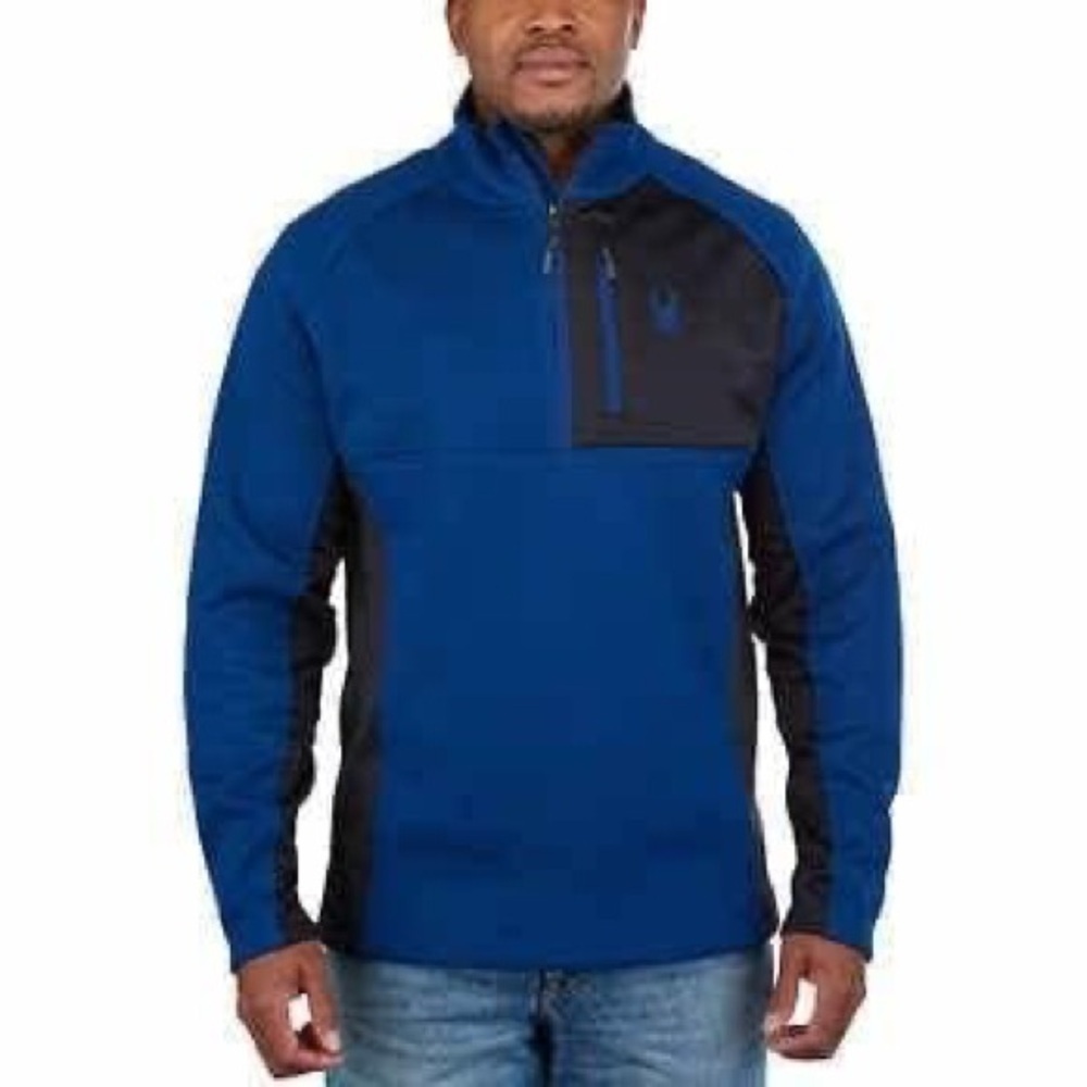 Spyder Men's Half Zip Sweater Gait Knit Pullover Blue Jacket Size: Large